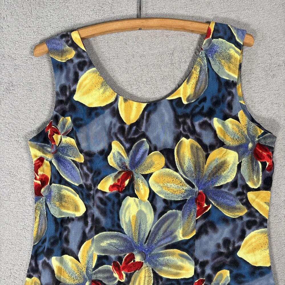 Vintage Paradise Found Hawaiian Mini Dress Women Size L Rayon Floral Aloha Retro - Picture 2 of 13